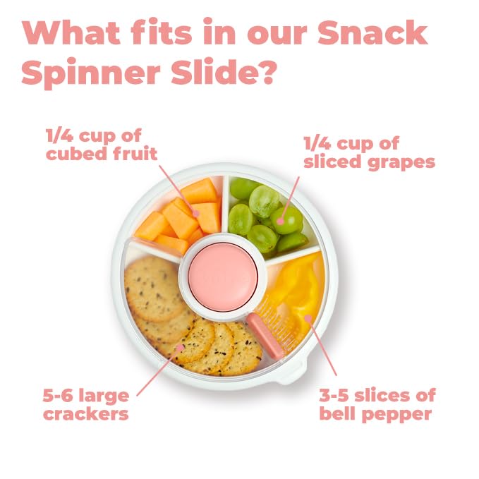 GoBe Kids Small Snack Spinner Slide Bundle with Hand Strap and Sticker Sheet - Reusable Snack