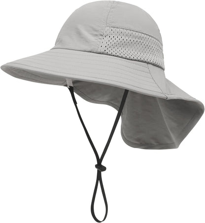 XIAOHAWANG Girls Sun Hat Baby Beach Hats Boys UPF 50+ Kids Summer Protection Cap Toddler Breathable Caps Wide Brim Neck Flap