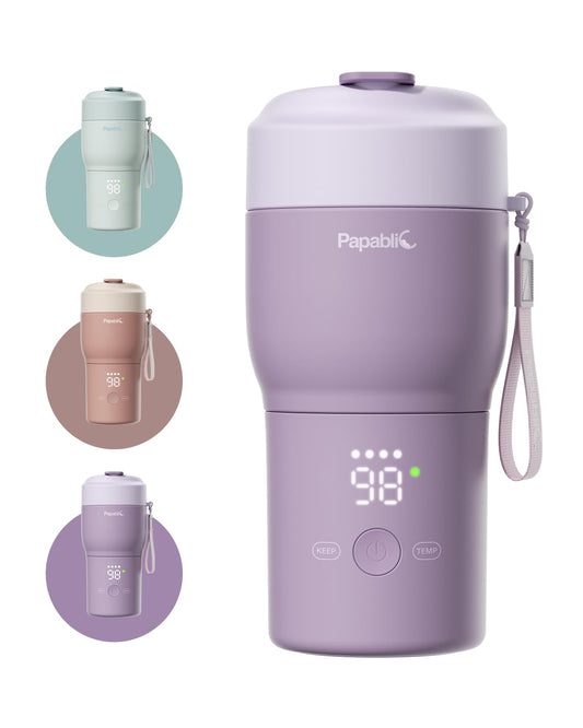 Papablic Pro Portable Bottle Warmer for Travel – Fast Heating, Built-in Sterilizer, 30W Fast