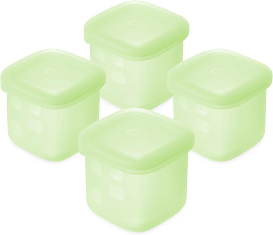 Olababy Clear Sense Silicone Storage Containers 4pk for Baby Food, Snacks, Formula, Puree, Sauce &