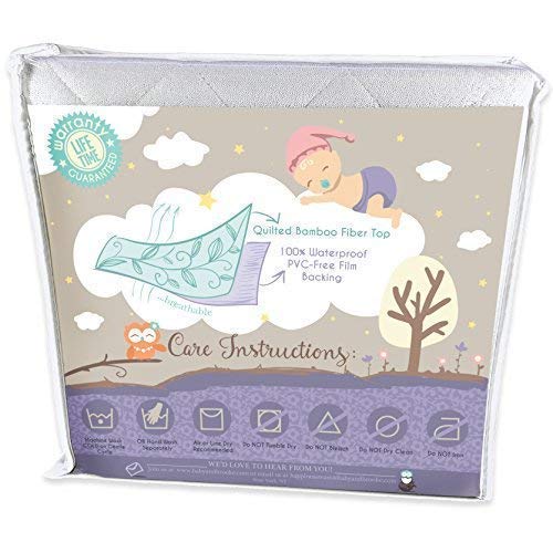 Organic Bamboo from Viscose Fitted Crib Mattress Protector Pad by Baby&Brooke – 100% Waterproof