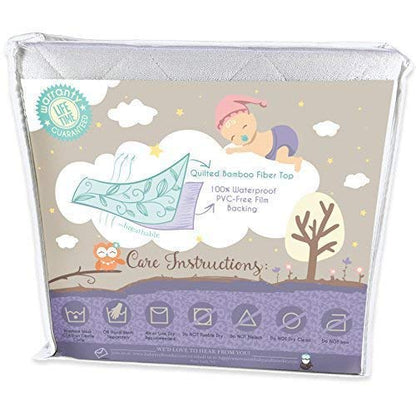 Organic Bamboo from Viscose Fitted Crib Mattress Protector Pad by Baby&Brooke – 100% Waterproof