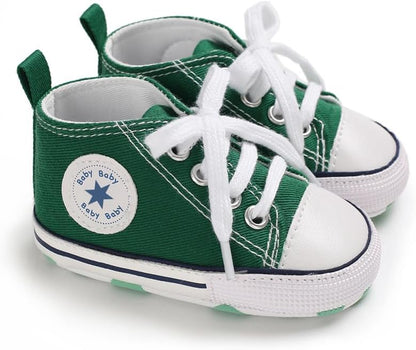 Unisex Baby Girls Boys Canvas High-top Shoes, Newborn Infant Anti-Slip Soft Sole Frist Walking Breathable Sneakers