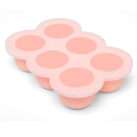 Baby Silicone Freezer Tray with Clip on Lid, 6 x 3 OZ Baby Silicone Freezer Molds, Silicone Storage