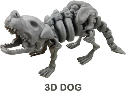 Anditoy 4 Pack 3D Printed Halloween Skeleton Cat Spider Crow Dog Articulated Skeleton Desk Toy for Halloween Indoor Decorations