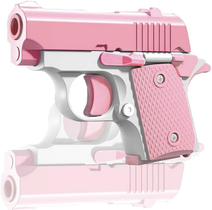 Easter Basket Stuffers,1911 3D Printed Small Pistol Toys, Stress Relief Pistol Toys for Adults, Suitable for Relieving ADHD, Anxiety,Easter Fillers Easter Gifts for Boys(Pink&White)