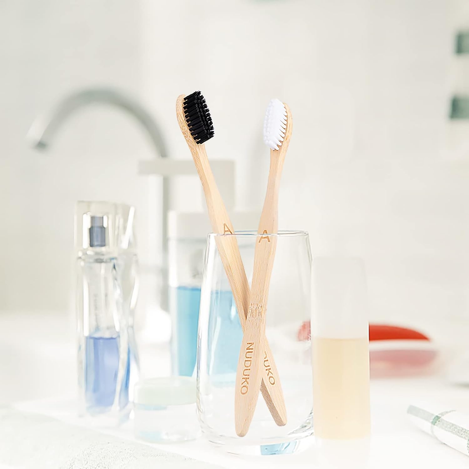 Biodegradable Bamboo Toothbrushes, 10 Piece BPA Free Soft Bristles Toothbrushes, Natural