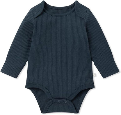 MORI Baby Unisex Long Sleeve Bodysuit Viscose from Bamboo and Organic Cotton - Comfortable Toddler Romper for Boys and Girls