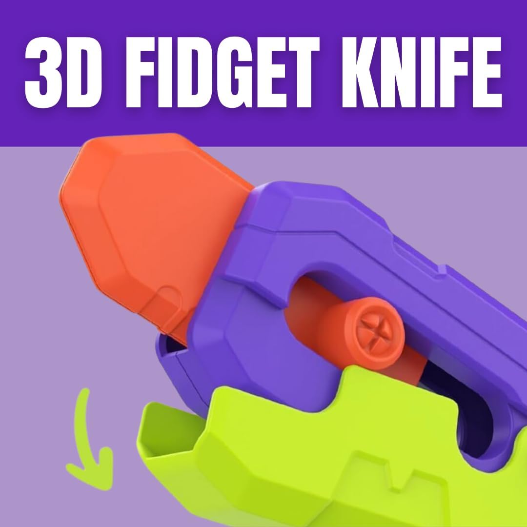 Fidget Gun Toy, 3D Printed Mini Toy, Stress Shot, Gravity Fidget Knife Toy, Gun Fidget Toy, 2 Pcs, Fidget Toys Adults & Kids