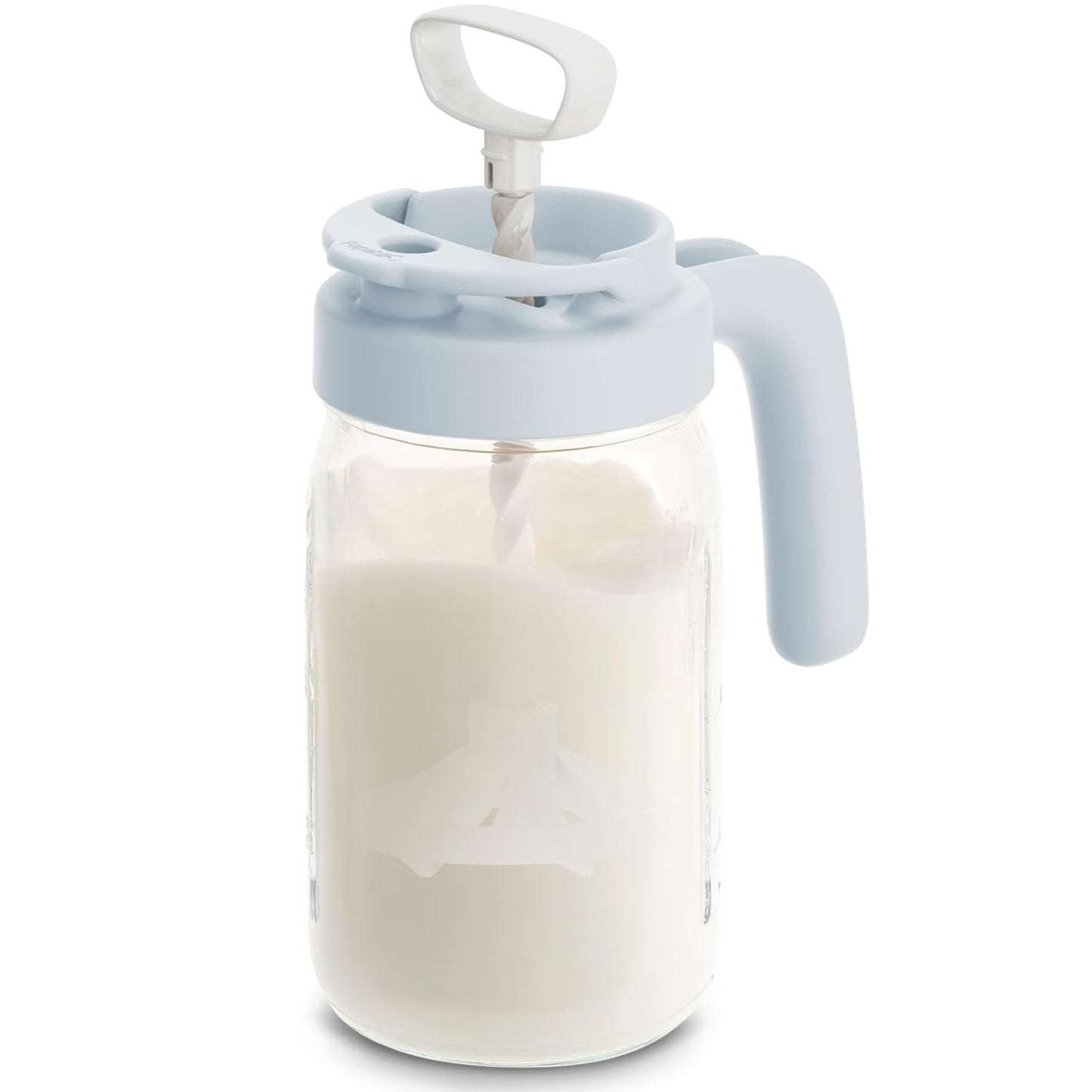 Papablic Glass Breastmilk Pitcher, Formula Mixing Pitcher with Mixing Handle Lid, Wide Mouth Mason