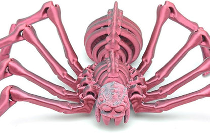 Large Skeleton Spider-Shy Spider,Halloween Decorations Skeleton Spider,Skeleton Spider Skull Bone Animal Skeleton Decorate Animal Halloween Skeleton Props (Laser Black Red)