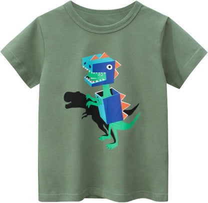 Boys' 4-Pack Excavator Short Sleeve Crewneck T-Shirts Top Tee Size 2-7 Years Toddler Boys' Value Pack Cotton T-Shirt