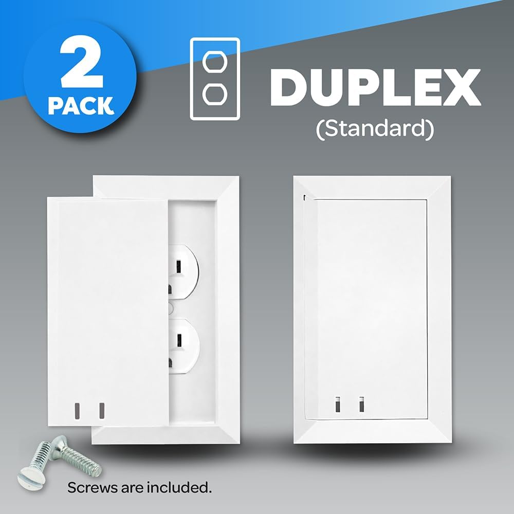 Child Resistant Outlet Cover (2-pack | White) | Duplex Standard Wall Plate | Sliding Door that Locks | Safe & Stylish | Patented Design | Made in the USA | Quick & Easy Installation | Socket Shield