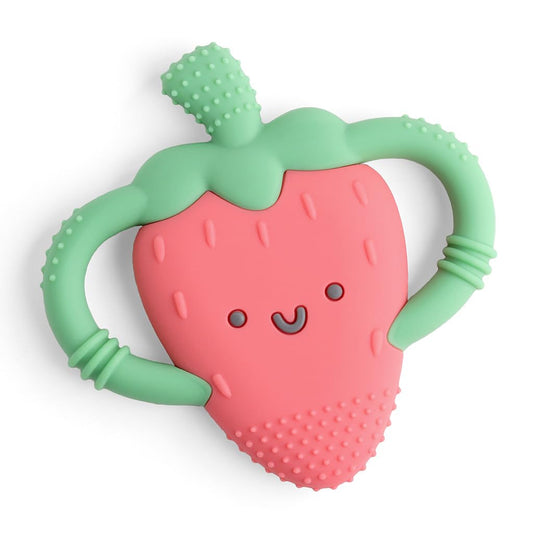 Itzy Ritzy Strawberry-Shaped Baby Teether with Handles (Strawberry Teether)