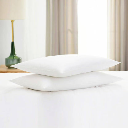 Squishy Flat Bed Pillows Standard Size Set of 2 Extra Soft Thin Pillow for Stomach Sleeping Adults Kids Back Sleeper Plush Fluffy White 20x26 inches