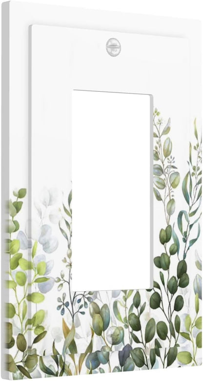 Green Eucalyptus Leaf Plant Herbs Springnature Decorative Outlet Covers 1 Gang Single Rocker Light Switch Cover Plate Wall Plates GFCI Faceplate for Bed Room Living Room Decor