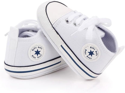 Unisex Baby Girls Boys Canvas High-top Shoes, Newborn Infant Anti-Slip Soft Sole Frist Walking Breathable Sneakers