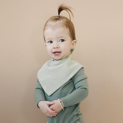 Woolino Merino Wool Baby Bibs - Highly Absorbent Bandana Bib with Cotton Outer Layer and Merino Wool Inner Layer - Pack of 2