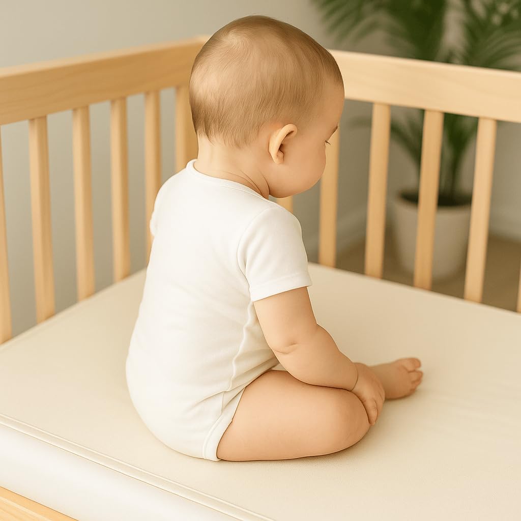 Organic Cotton Crib Mattress Protector - Water Resistant Flat Sheet Liner Pad, Skin Friendly