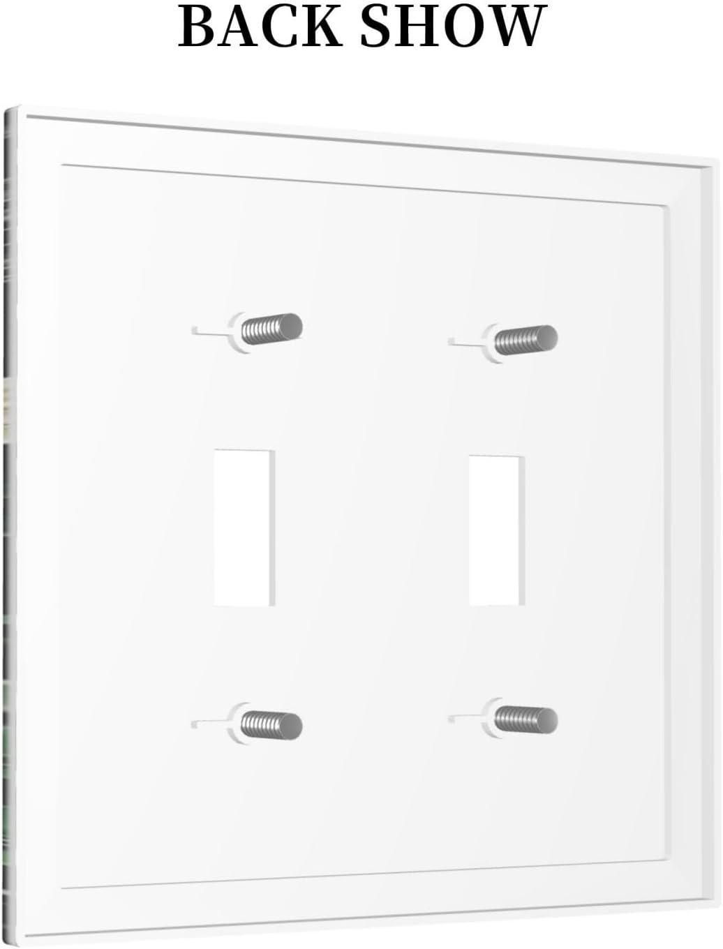 Decorative Switch Covers Plate Rustic Green Leaves White Flower 2 Gang Wall Plate Unique Double Toggle Light Switch Plate Wall Cover Plate Faceplate for Country Bedroom Home Decor