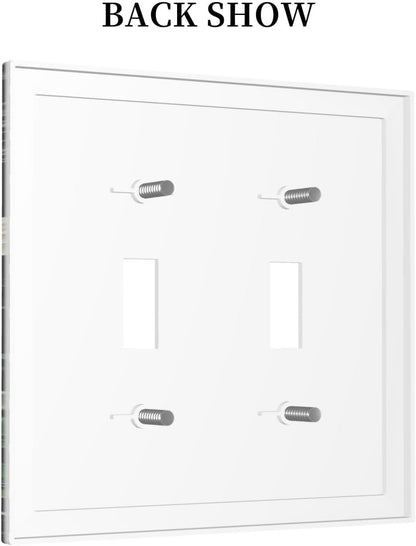 Decorative Switch Covers Plate Rustic Green Leaves White Flower 2 Gang Wall Plate Unique Double Toggle Light Switch Plate Wall Cover Plate Faceplate for Country Bedroom Home Decor