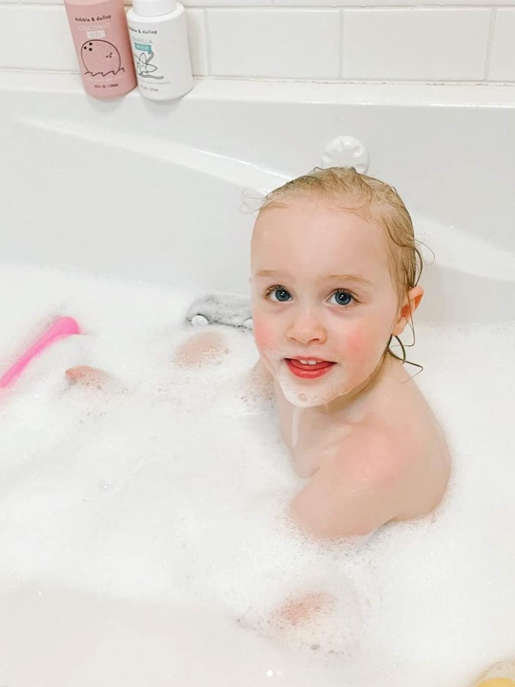Dabble & Dollop Coconut + Vanilla Body Wash & Shampoo – 3-in-1 Natural Bubble Bath for Kids, Made