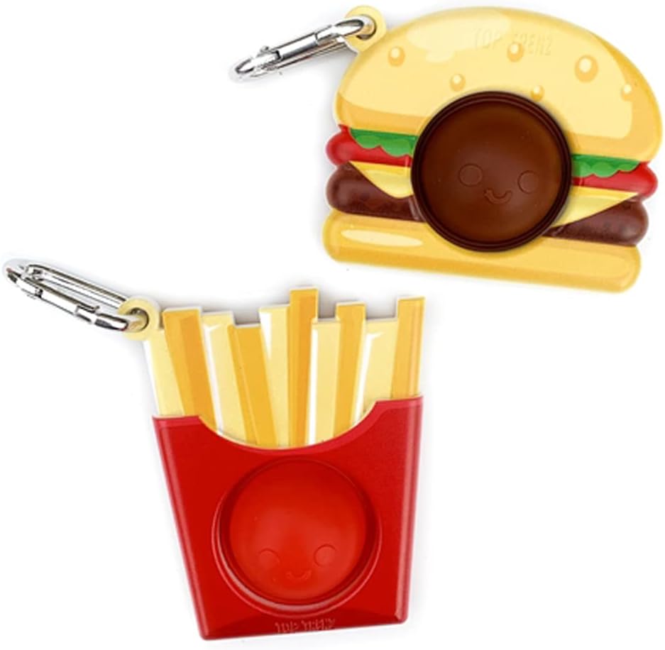 TOP TRENZ OMG Pop Fidgety Bubble Fidget Toy Stress Relief Anxiety Boredom Keychain BFF Burger and Fries 7D-TMB3-E9M8 0