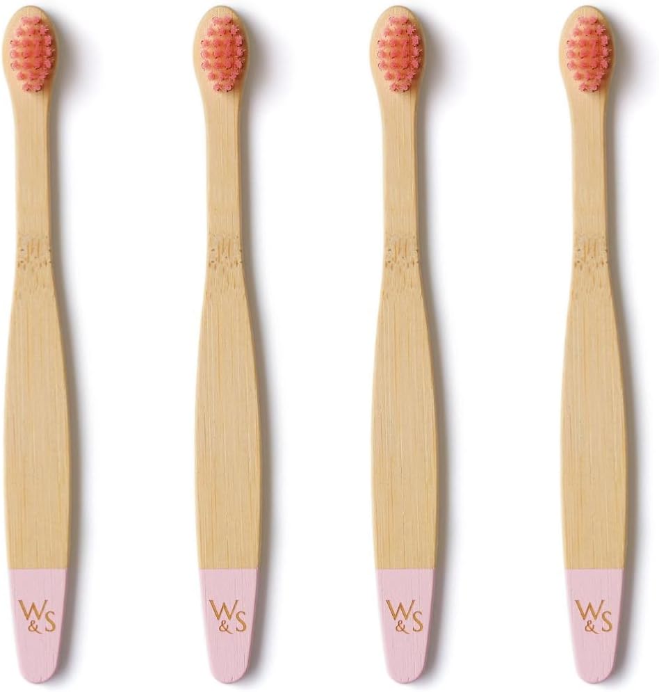 Wild & Stone Organic Baby Bamboo Toothbrushes | 4 Pack | Soft Bristles | 100% Compostable Handle |