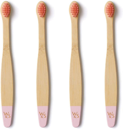 Wild & Stone Organic Baby Bamboo Toothbrushes | 4 Pack | Soft Bristles | 100% Compostable Handle |