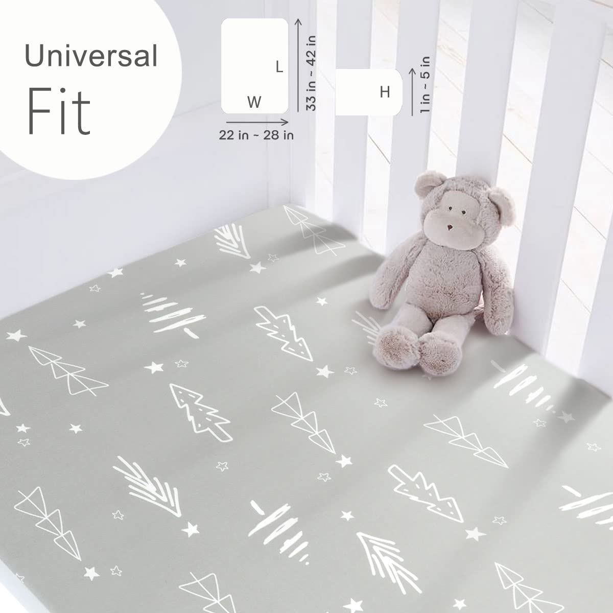 GRSSDER Stretchy Ultra Soft Jersey Knit Fitted Pack n Play Sheets Set 2 Pack, Portable/Mini Crib