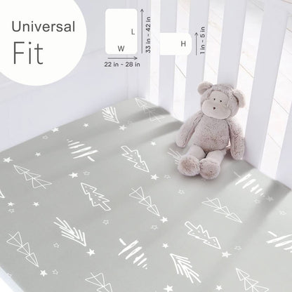 GRSSDER Stretchy Ultra Soft Jersey Knit Fitted Pack n Play Sheets Set 2 Pack, Portable/Mini Crib