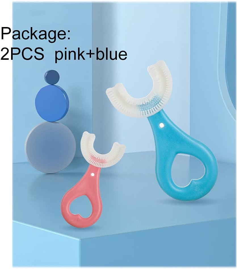 2 Pcs U-Shaped Kids Toothbrush, Premium Soft Manual Training Toothbrush for Kids 2-6 Years Old.