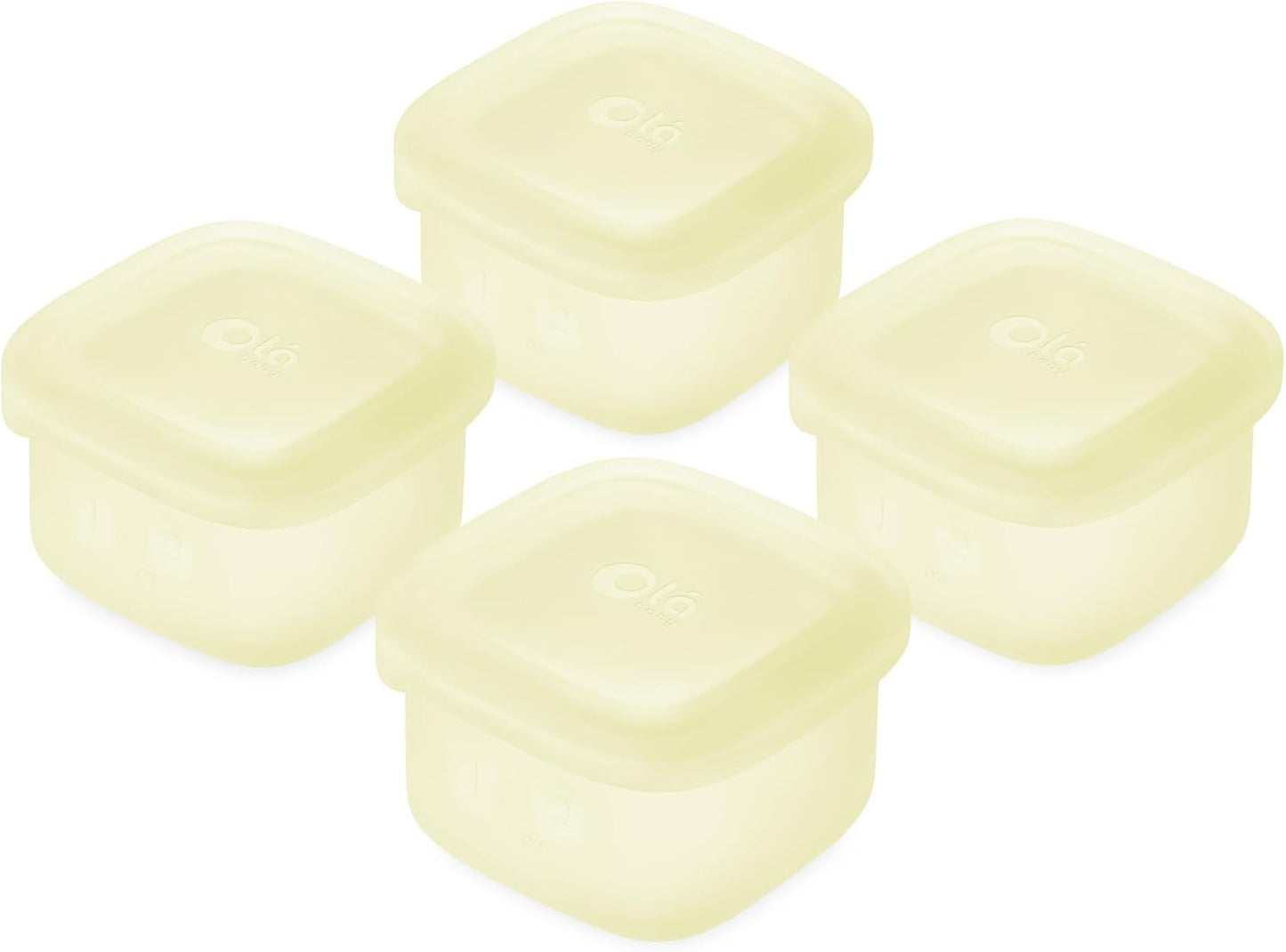 Olababy Clear Sense Silicone Storage Containers 4pk for Baby Food, Snacks, Formula, Puree, Sauce &