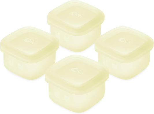 Olababy Clear Sense Silicone Storage Containers 4pk for Baby Food, Snacks, Formula, Puree, Sauce &