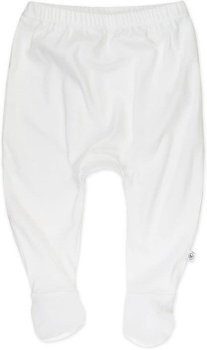 HonestBaby 3-pack Footed Pants Roomy Fit Pull on Bottoms 100% Organic Cotton for Infant Baby Boys, Girls, Unisex