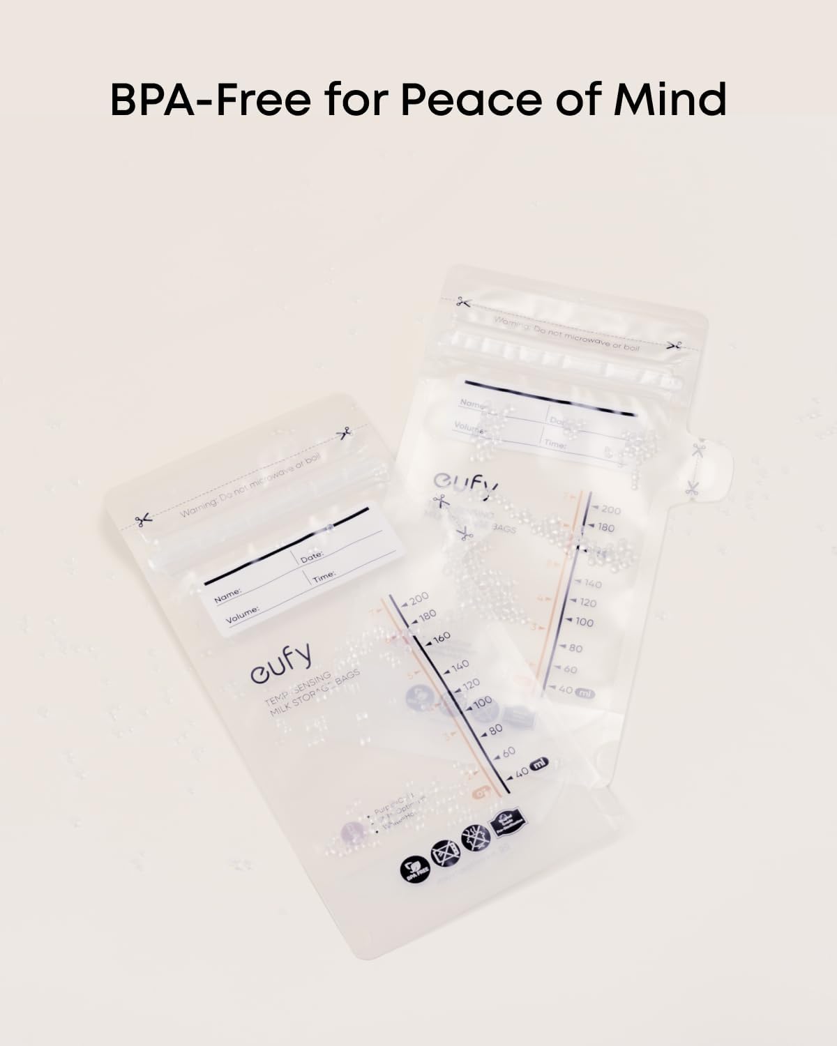 eufy Breast Milk Storage Bag with Temperature Sensing Color Change, Milk Storing Bags for