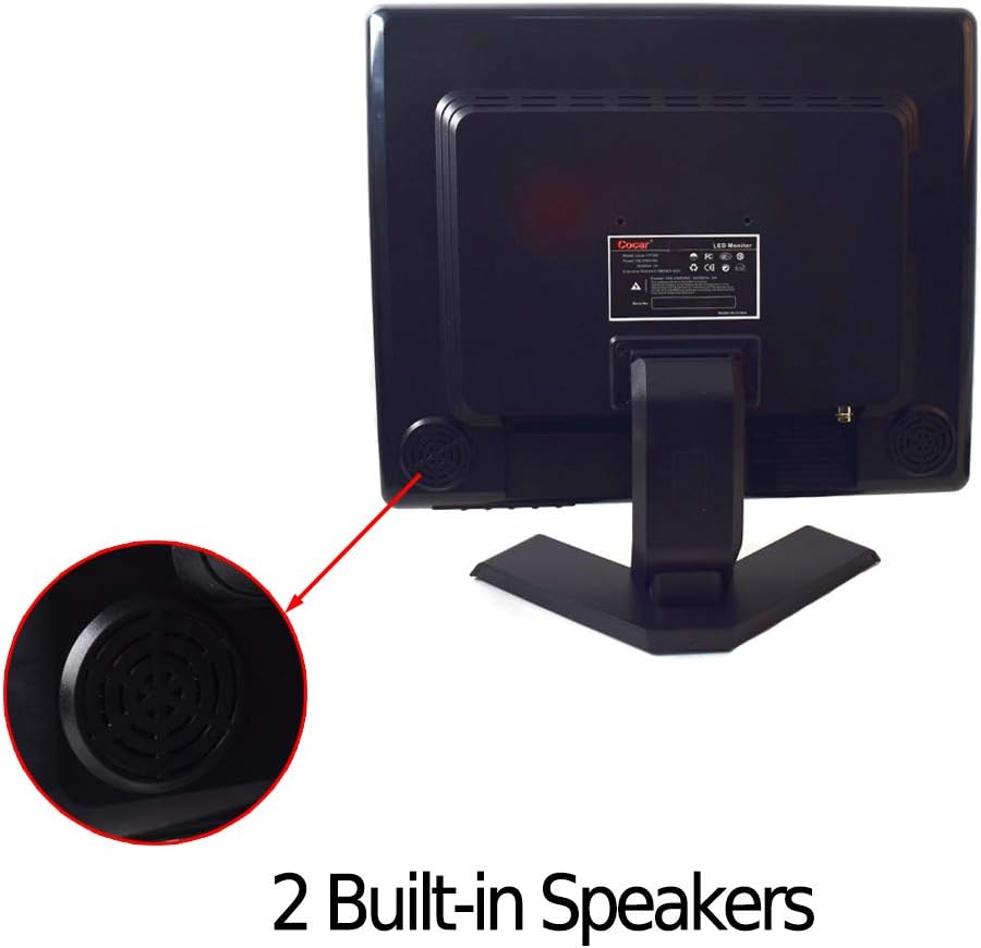 Cocar CCTV Security Monitor, 17 inch BNC Monitor with VGA HDMI AV Built-in Speaker 4:3 HD Display LCD Screen Display with USB Media Player for Home Surveillance Camera STB PC