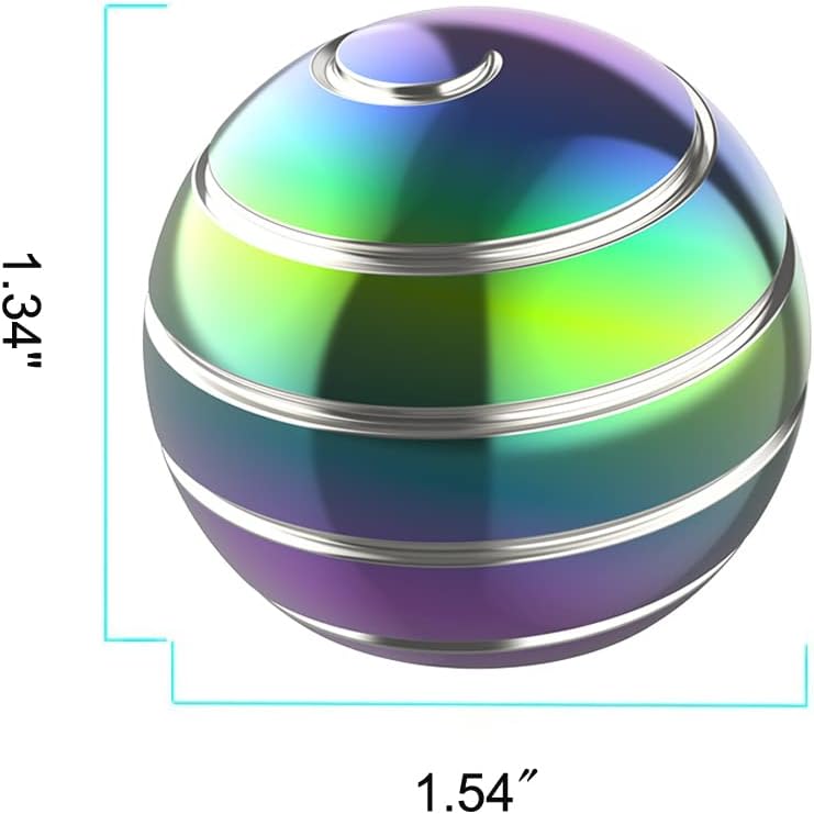 Kinetic Desk Toy Ball, 1.54'' Kinetic Desktop Spinning Toys, Optical Illusion Toys for Anxiety, ADHD, Metal Fidgets for Dad, Mom, Son, Daughter (39MM, Rainbow-A)