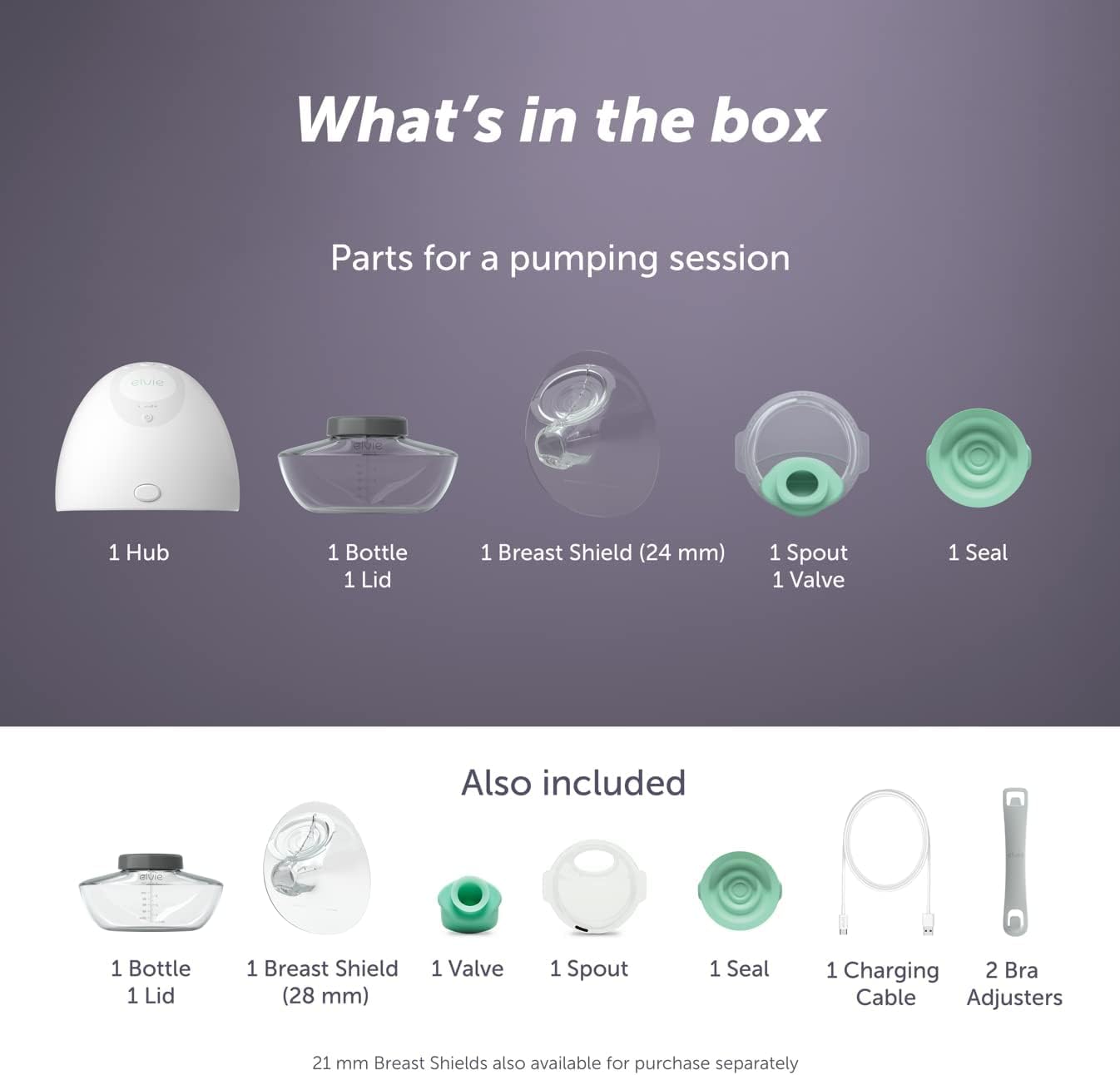 Elvie - Single, Wearable Breast Pump w/App - The Smallest & Quietest - Portable - Hands Free &