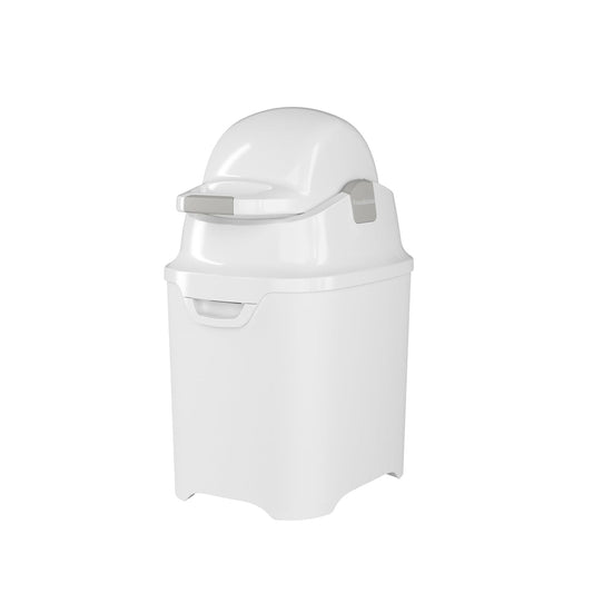 Foundations Mini Diaper Pail with Airtight Lid - Durable & Odorless Diaper Disposal, Large Capacity, Holds up to 30 Newborn Diapers, Refill with Any Bags - White