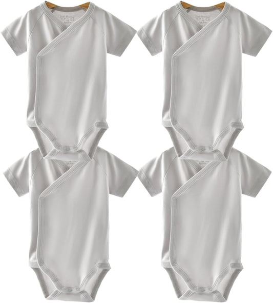 Baby Boys Girls Short Sleeves Kimono Clothes Cotton Baby Side-Snap Bodysuit Pack of Baby Layette Set