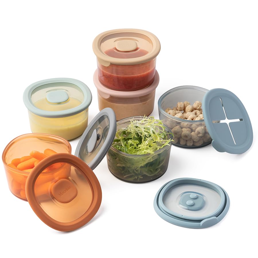 Moonkie Silicone Snack Containers for Kids and Toddlers | 8 oz Baby Food Containers with Airtight