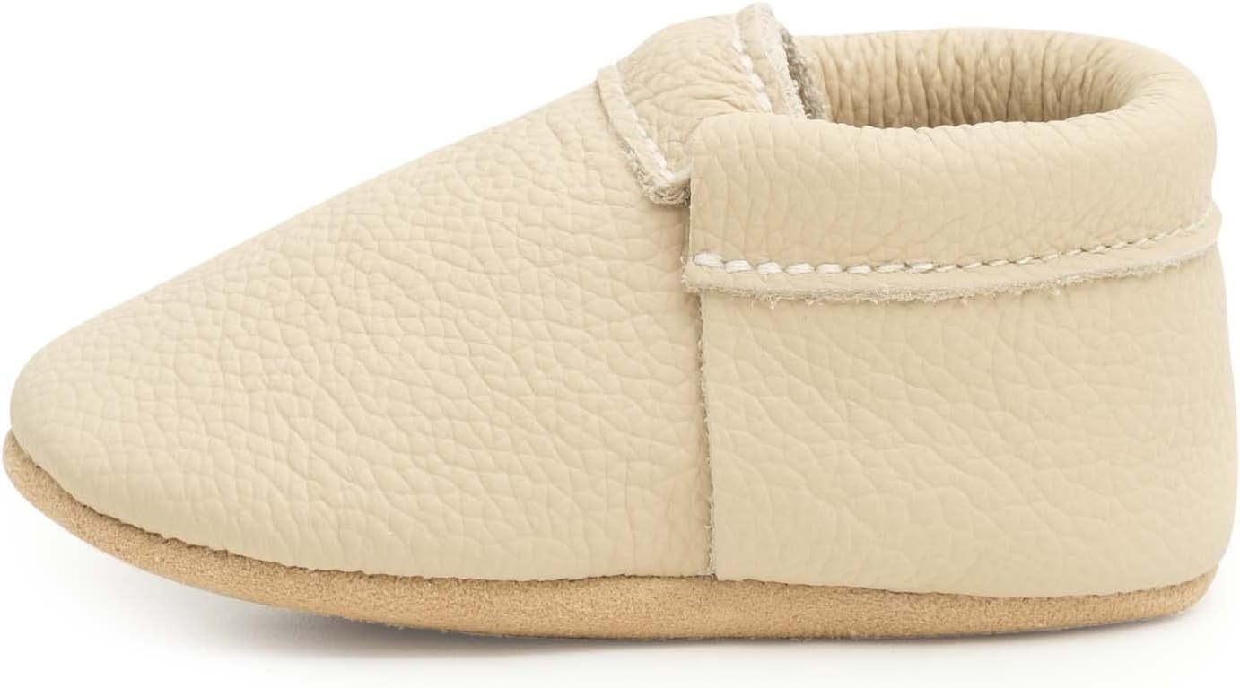 BirdRock Baby Fringeless Moccasins - Genuine Leather Boys and Girls Shoes for Newborns, Infants, Babies, Toddlers