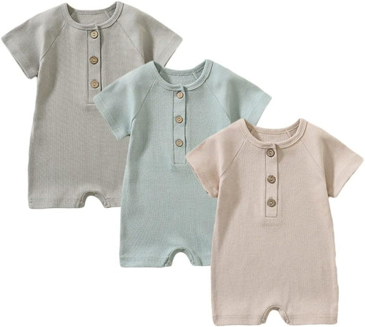 Baby Boys Girls 2 Pack Romper Jumpsuits Short Sleeve One Piece Clothes Sets