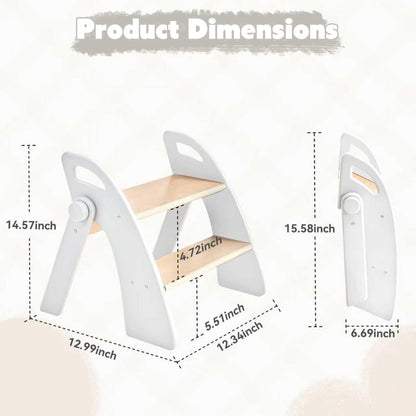 Wooden 2 Step Stool for Kids Bathroom Sink Foldable Anti-Slip 2-Step for Toilet Potty Training