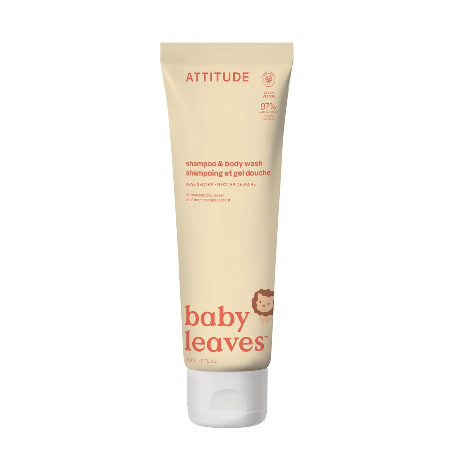 ATTITUDE 2-in-1 Shampoo and Body Wash for Baby, EWG Verified, Dermatologically Tested, Vegan, Pear