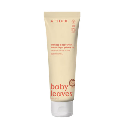ATTITUDE 2-in-1 Shampoo and Body Wash for Baby, EWG Verified, Dermatologically Tested, Vegan, Pear