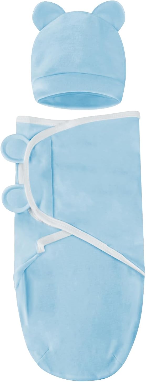Baby Swaddle Sleep Sacks with Hats for 0-3 Months Baby Swaddle Blanket Wrap Newborn Swaddles Sack