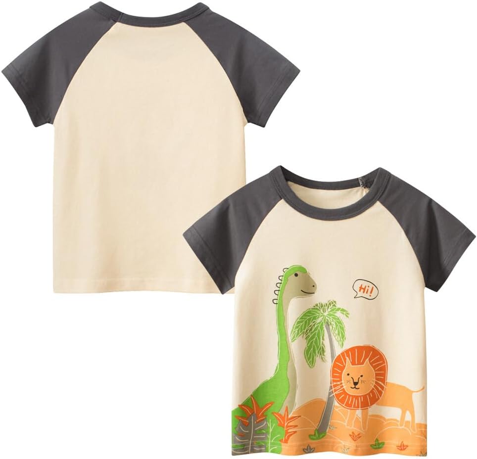 Boys' 4-Pack Excavator Short Sleeve Crewneck T-Shirts Top Tee Size 2-7 Years Toddler Boys' Value Pack Cotton T-Shirt