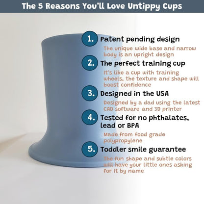 Kids Tumbler and Teacup | 2 Cup Set (6 & 7 Oz) Sippy Cups Dishwasher/Microwave Safe 3.5" x 4" | 2 Wide Base Toddler Cups Polypropylene Plastic Dinnerware Set | Open Sippy Cup for 6+ Month Old